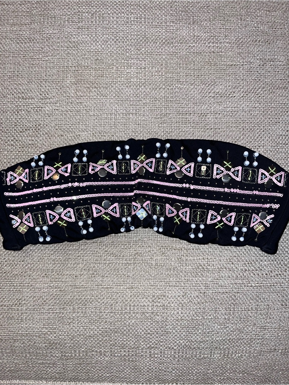 Victoria's Secret Black Strapless Beaded Bandeau Bikini Top